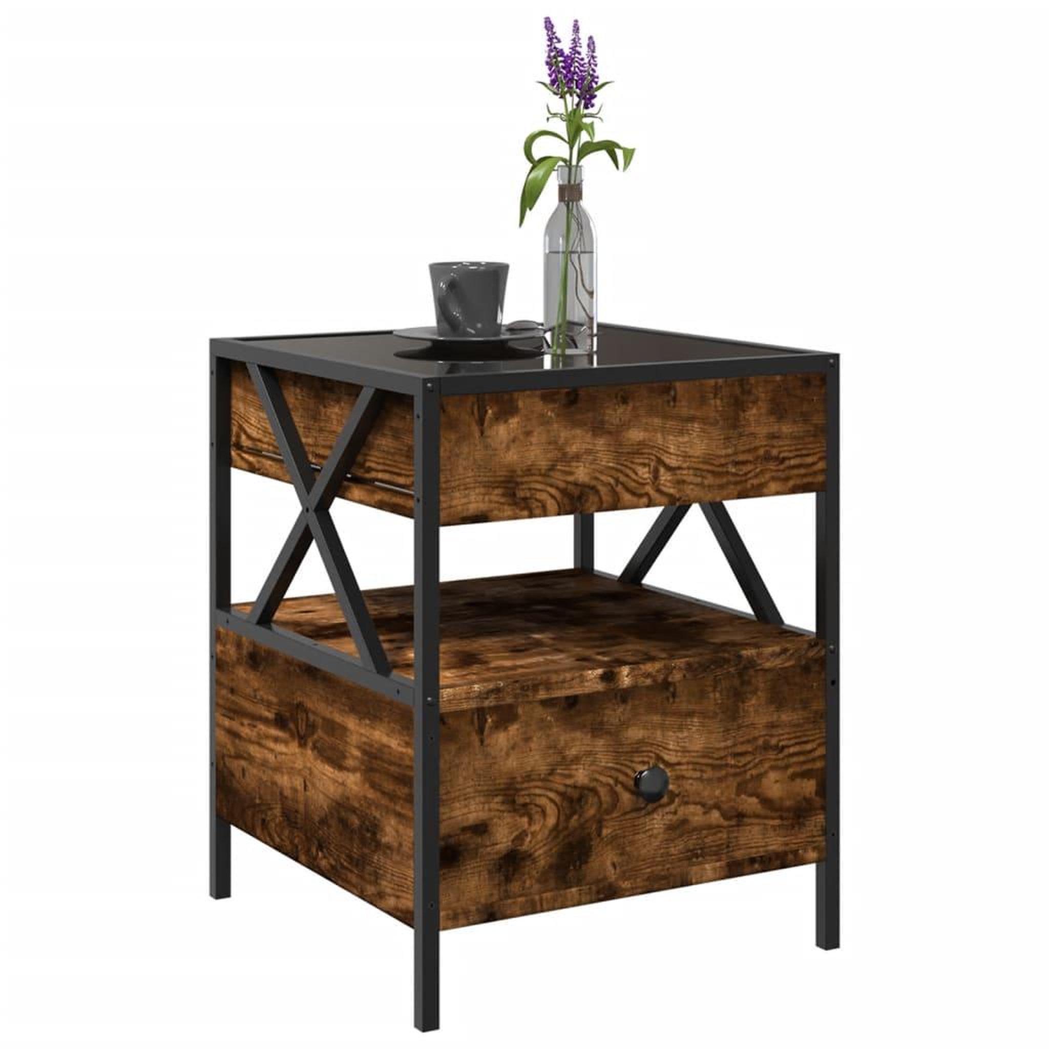 Voir la diapositive 5 : VIDAXL Table basse avec LED Infinity chene fume 40x40x51 cm