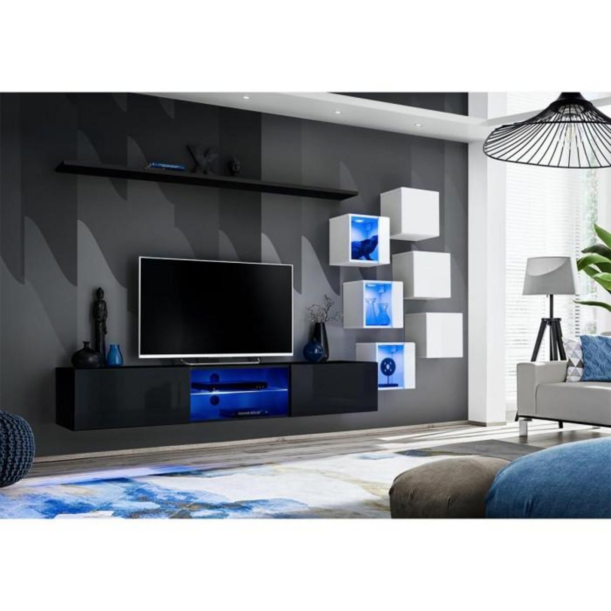 Paris Prix Ensemble Meuble TV  Switch XXI  260cm Noir & Blanc