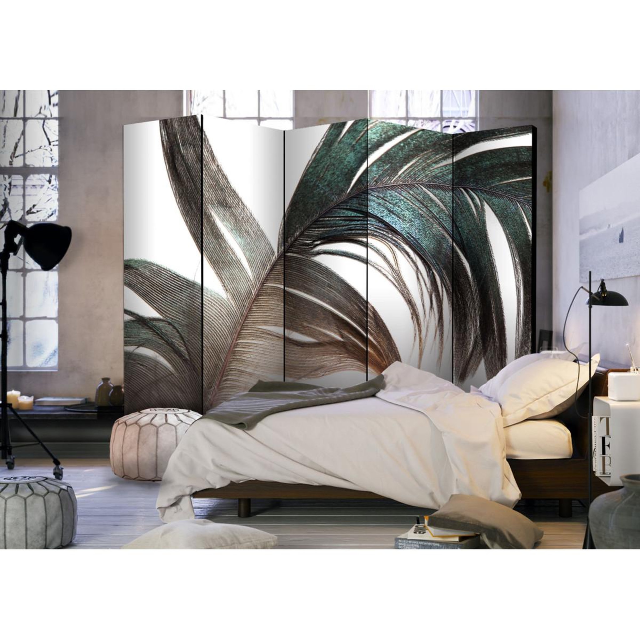 Voir la diapositive 2 : Paris Prix Paravent 5 volets  beautiful feather  172x225cm