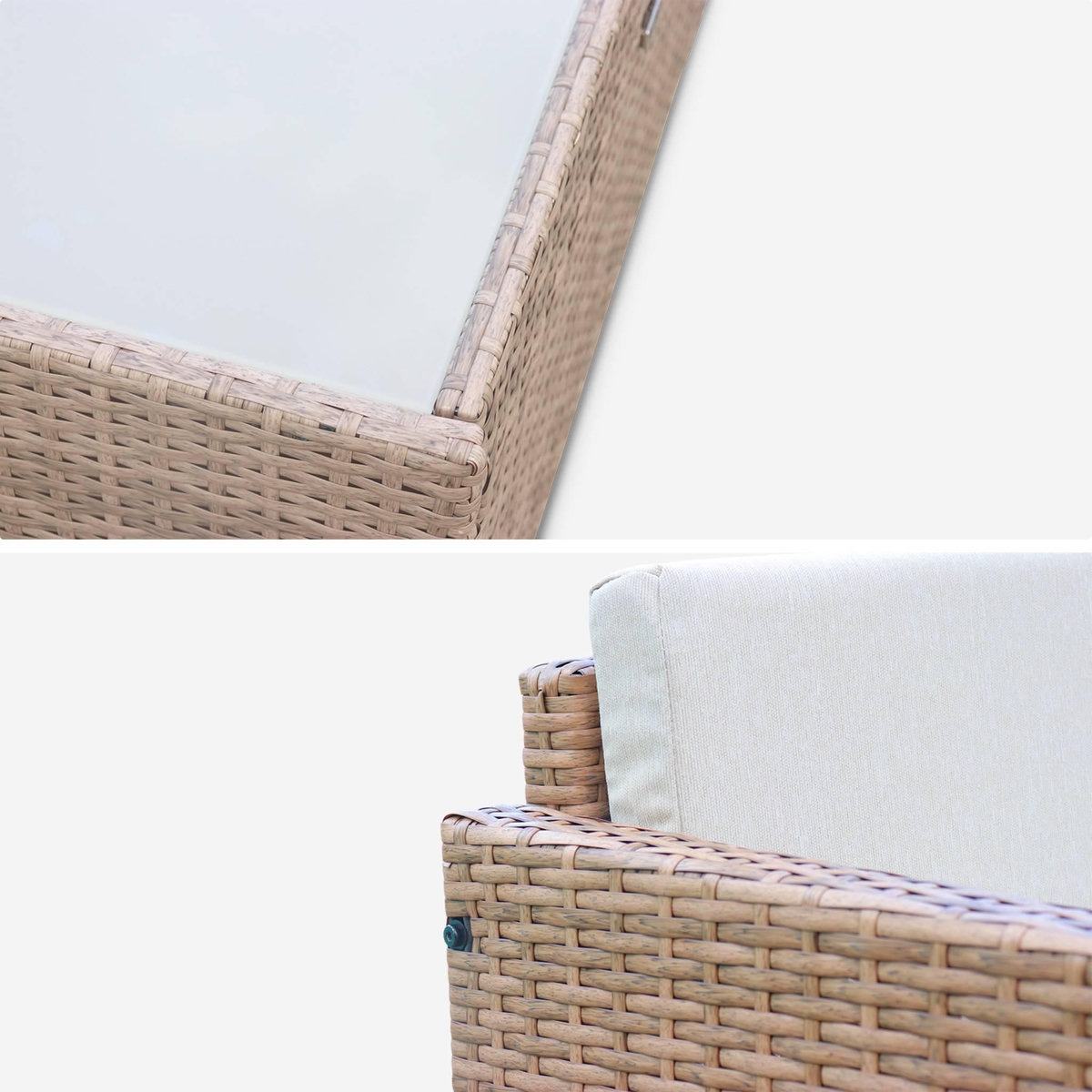 SWEEEK Salon de jardin en résine tressée 4 places Perugia - 1 canapé, 2 fauteuils, une table basse