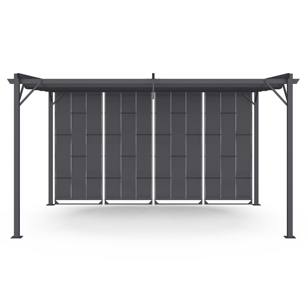 ID MARKET Pergola persienne 3x4 M gris anthracite avec toit rétractable et 4 pans modulables
