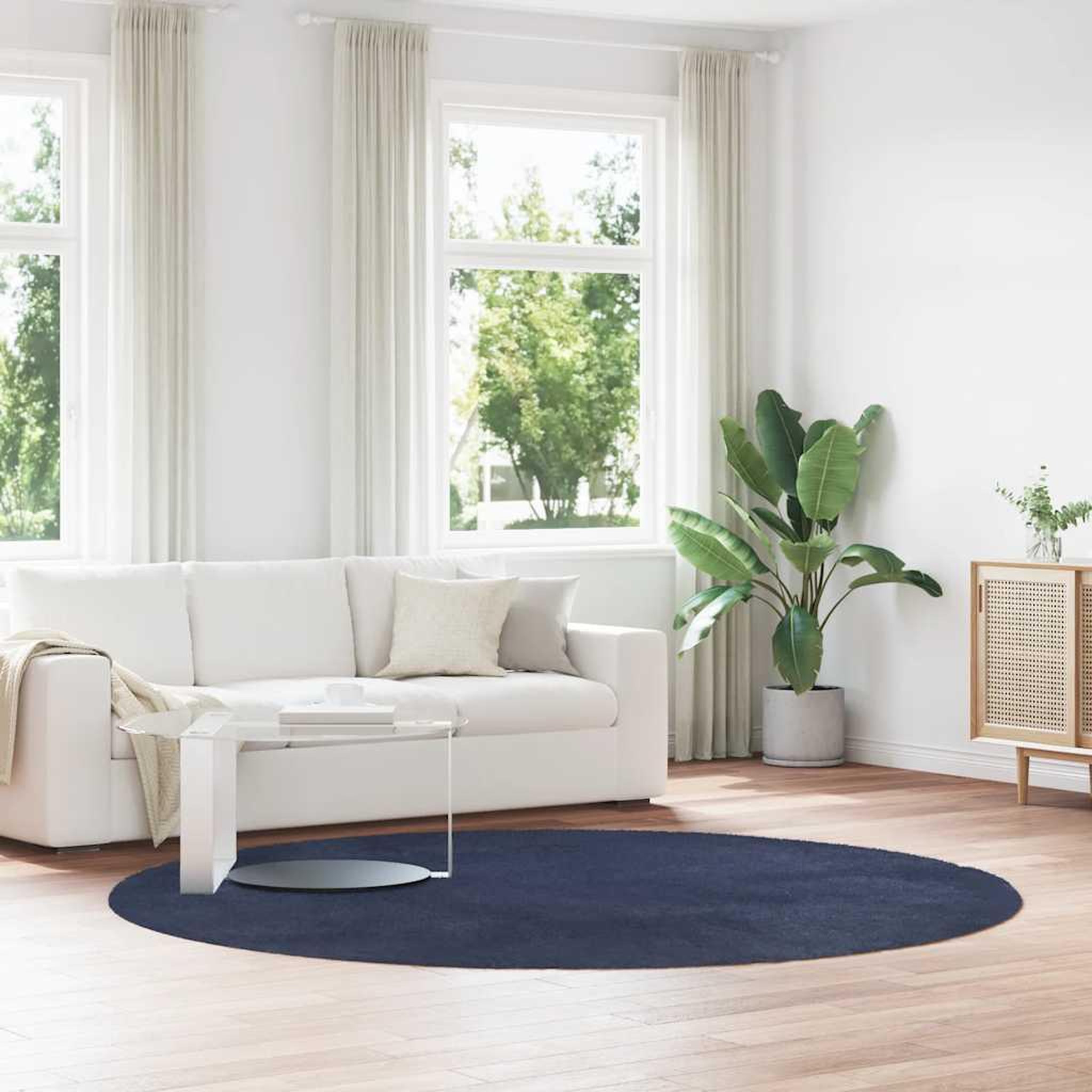 VIDAXL Tapis shaggy a poils longs NAVARRA bleu marine 240x240 cm