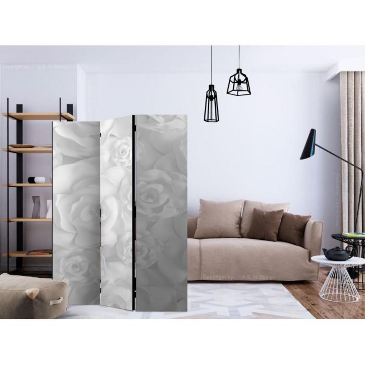 Paris Prix Paravent 3 Volets  Plaster Flowers  135x172cm