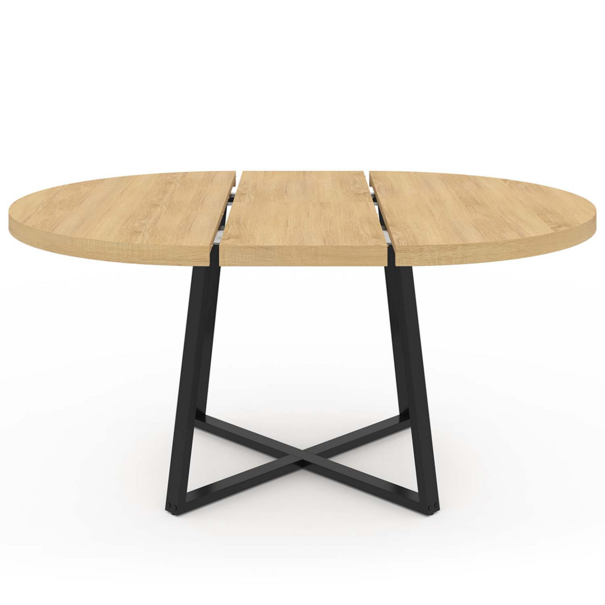 ID MARKET Table à manger extensible ronde SELMA 4-8 personnes bois et noir 120-160 cm