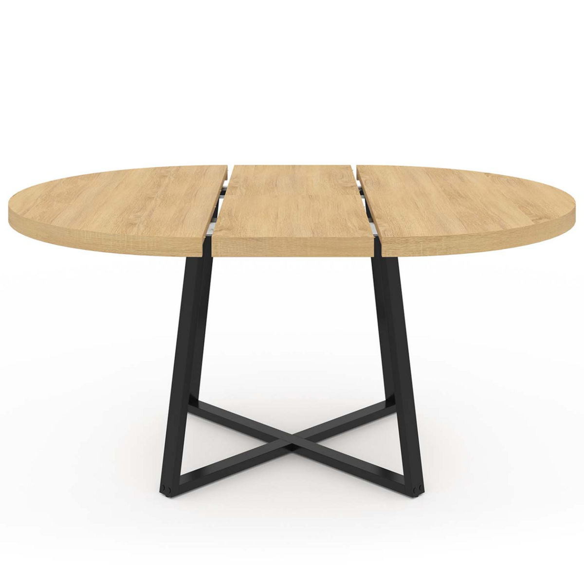 ID MARKET Table à manger extensible ronde SELMA 4-8 personnes bois et noir 120-160 cm