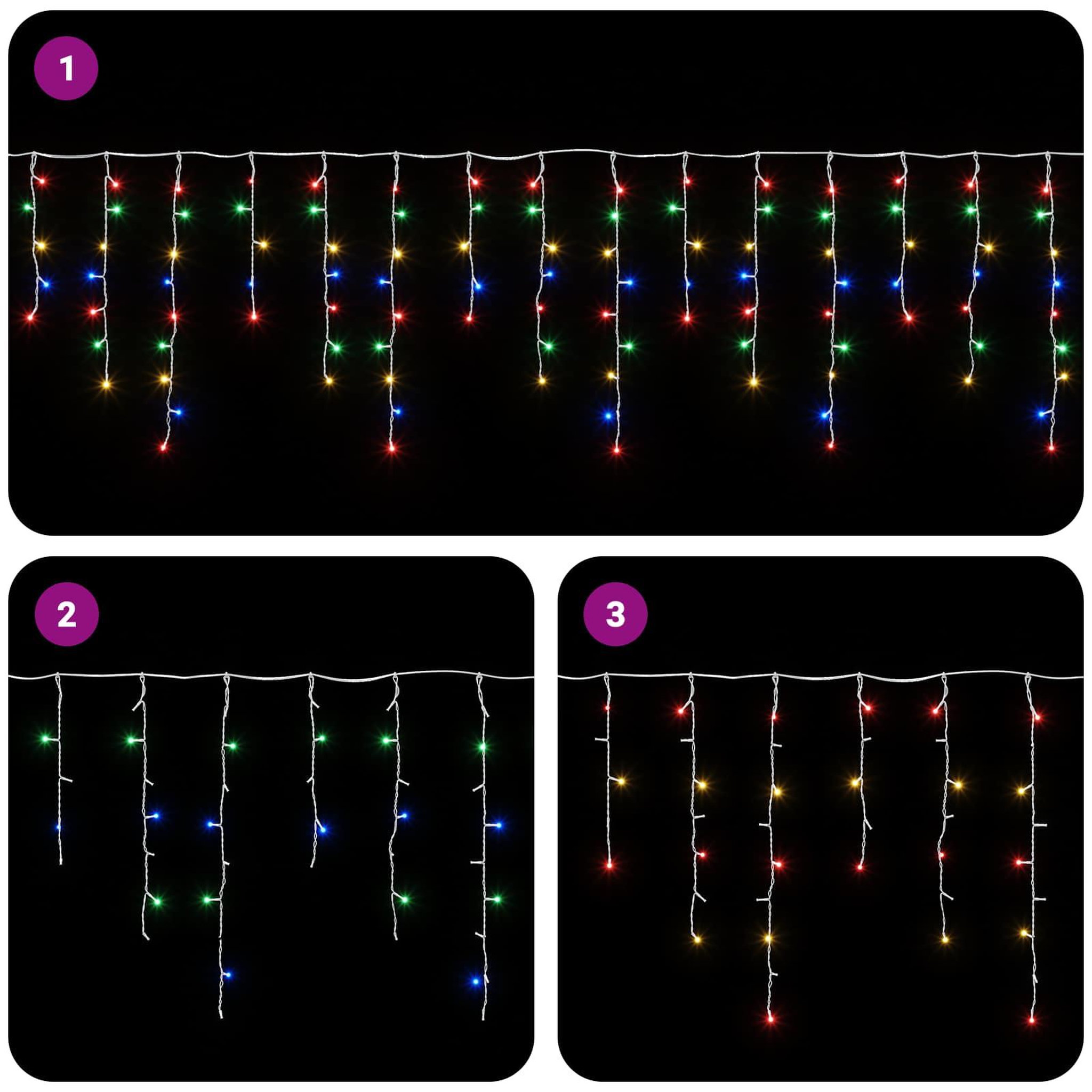 Voir la diapositive 6 : VIDAXL Rideaux lumineux 210 LED Multicolore 500 x 72 cm