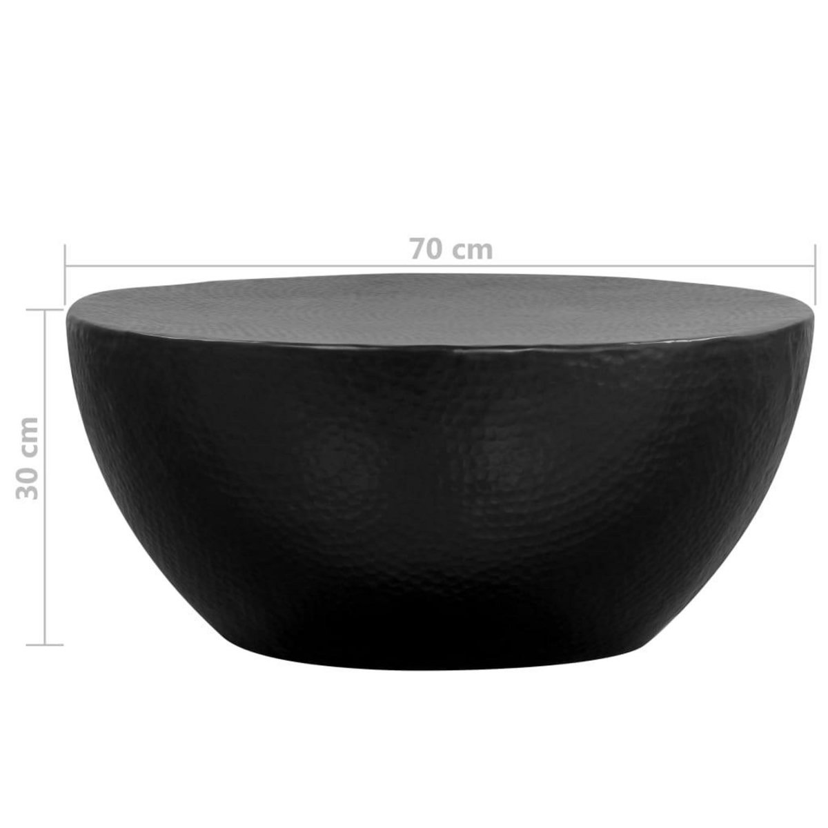 VIDAXL Table basse Aluminium martele 70x30 cm Noir