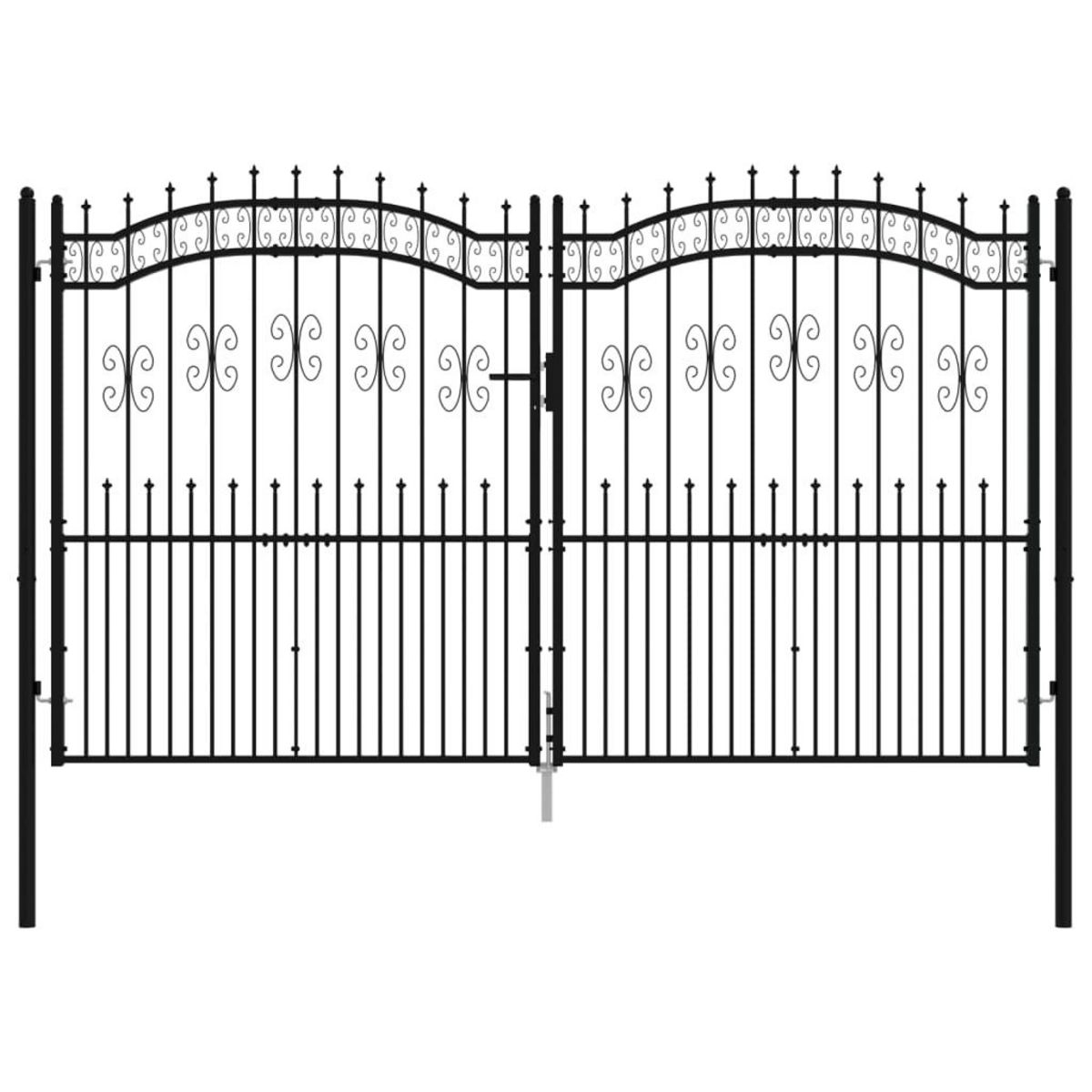 VIDAXL Portail et sommet de lance Noir 305x223 cm Acier enduit poudre