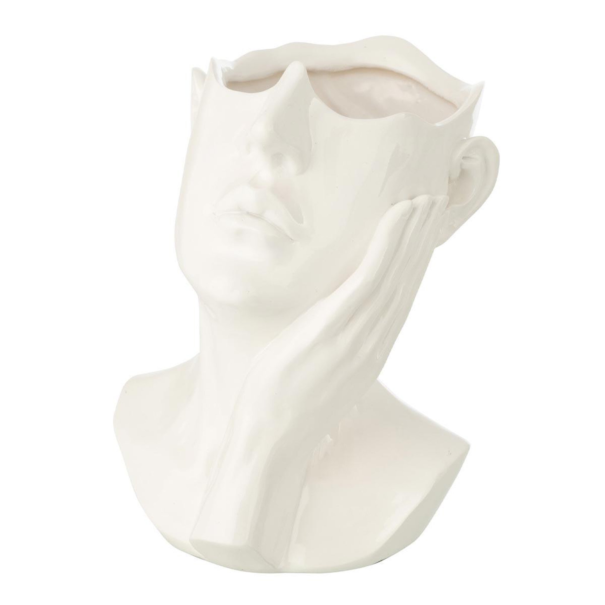 J-LINE Cache-pot buste de femme  muse  27cm blanc