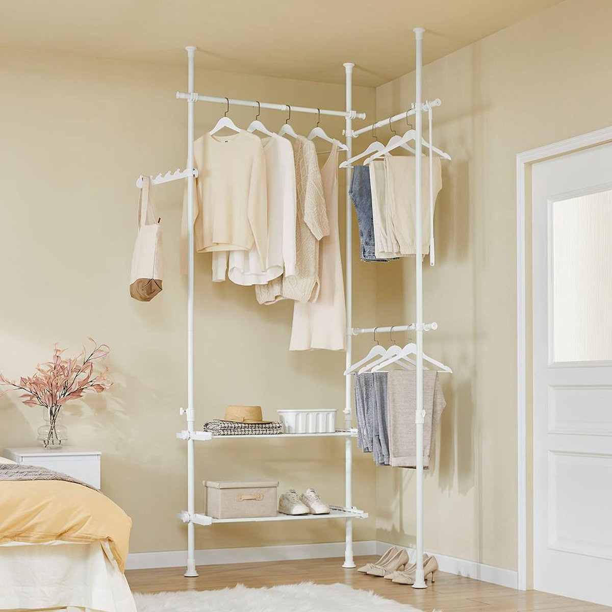 SOBUY SoBuy - Portemanteau Sur Pied à deux étagères - Fonctionnel - FRG34-II