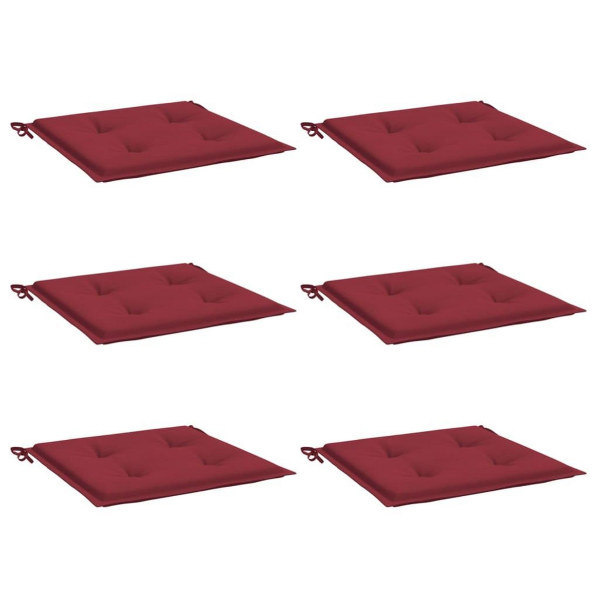 VIDAXL Coussins de chaise de jardin lot de 6 rouge bordeaux 50x50x3 cm