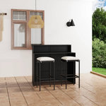 VIDAXL Ensemble de bar de jardin avec coussins 3 pcs Noir