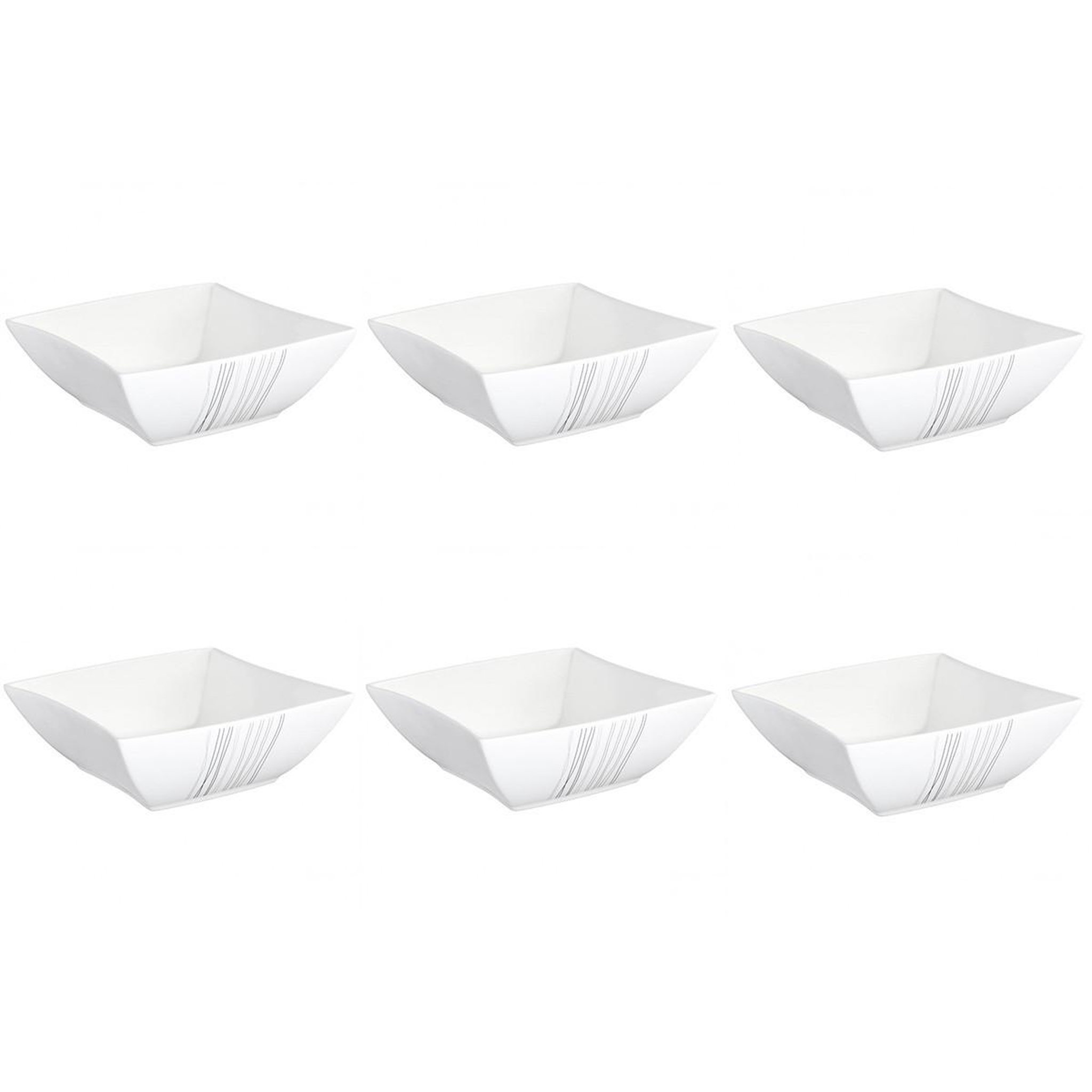 Voir la diapositive 1 : SECRET DE GOURMET Lot de 6 coupelles  lignes  15cm blanc