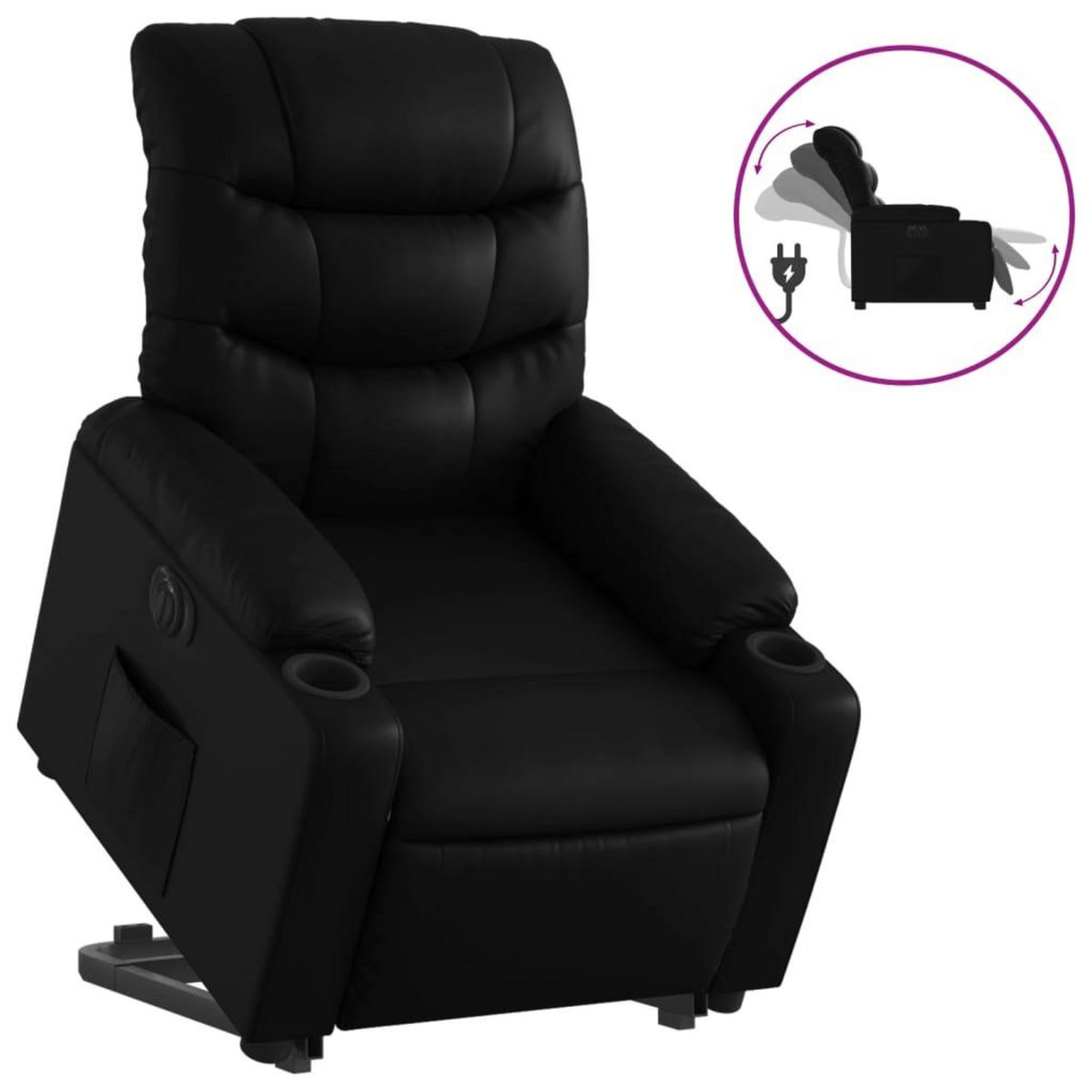 VIDAXL Fauteuil inclinable electrique noir similicuir