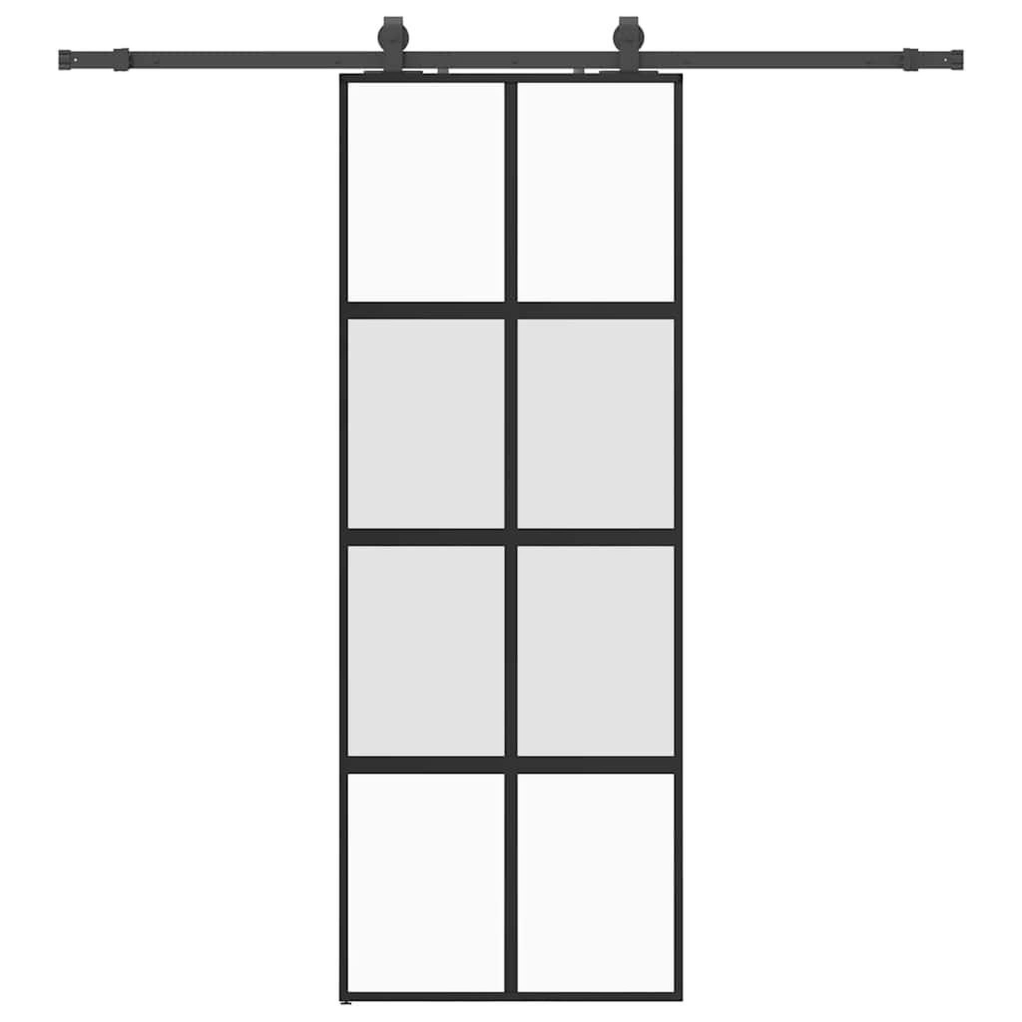 Voir la diapositive 2 : VIDAXL Porte coulissante kit quincaillerie noir 76x205 cm verre trempe