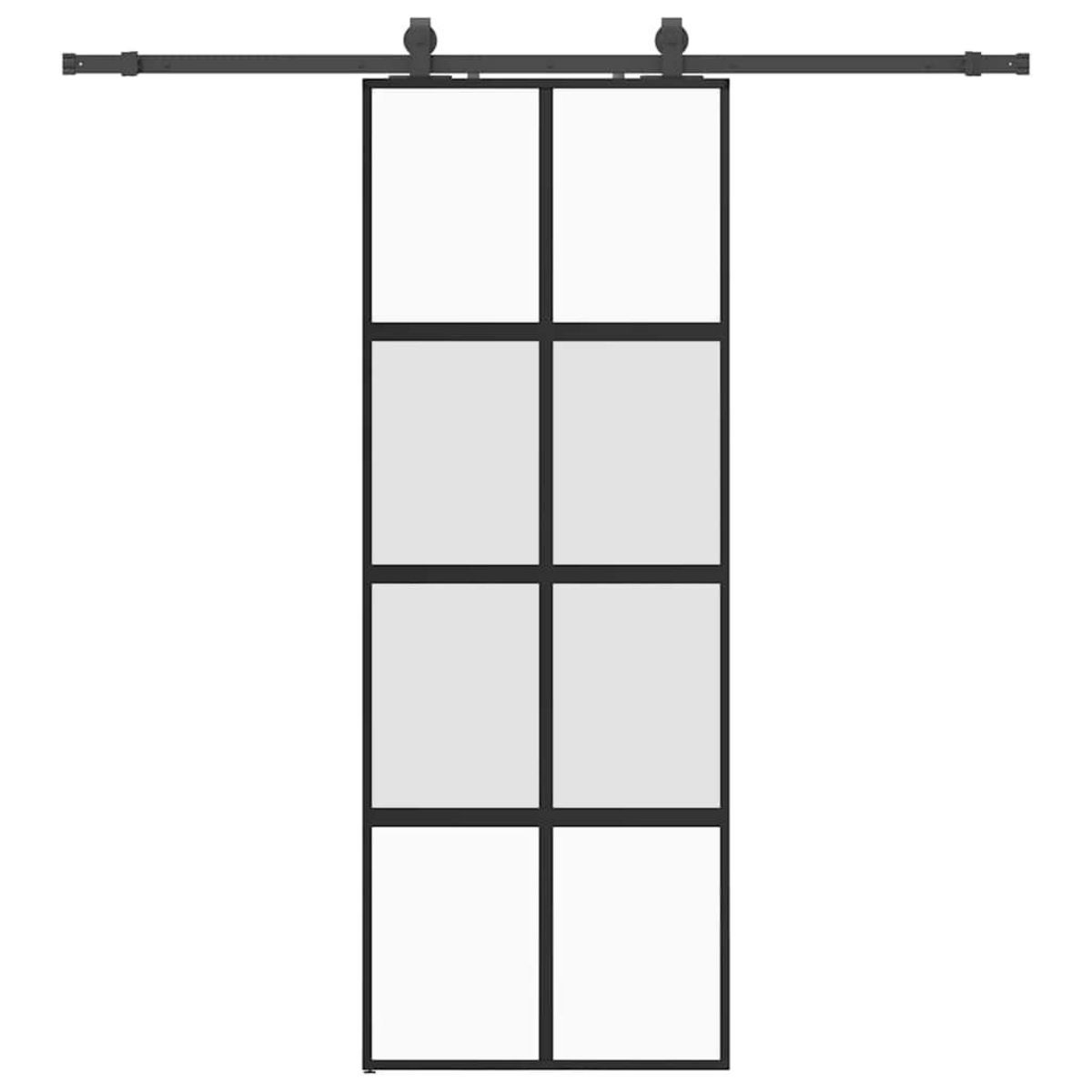 VIDAXL Porte coulissante kit quincaillerie noir 76x205 cm verre trempe