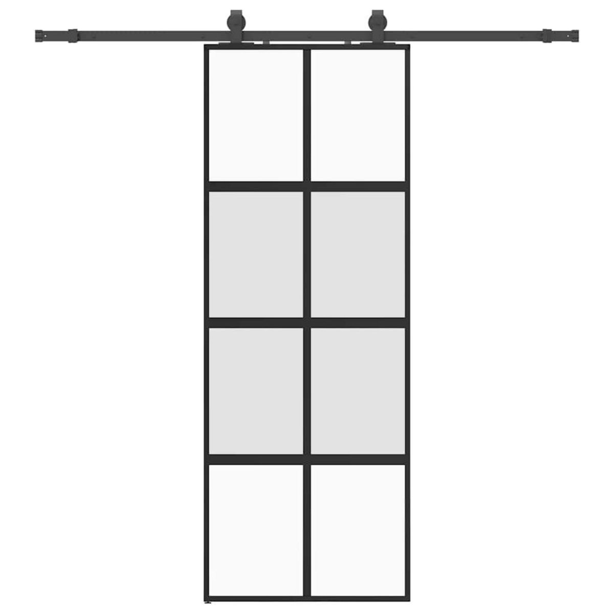 VIDAXL Porte coulissante kit quincaillerie noir 76x205 cm verre trempe