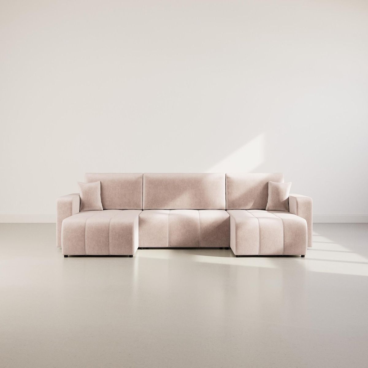 BEST MOBILIER Nicole - canapé panoramique en u 7 places convertible avec coffre en tissu