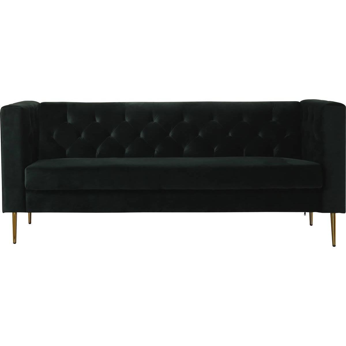 Habitat et Jardin Canapé fixe en velours  Bruce  - 196 x 76 x 82 cm - 3 places - Vert foncé