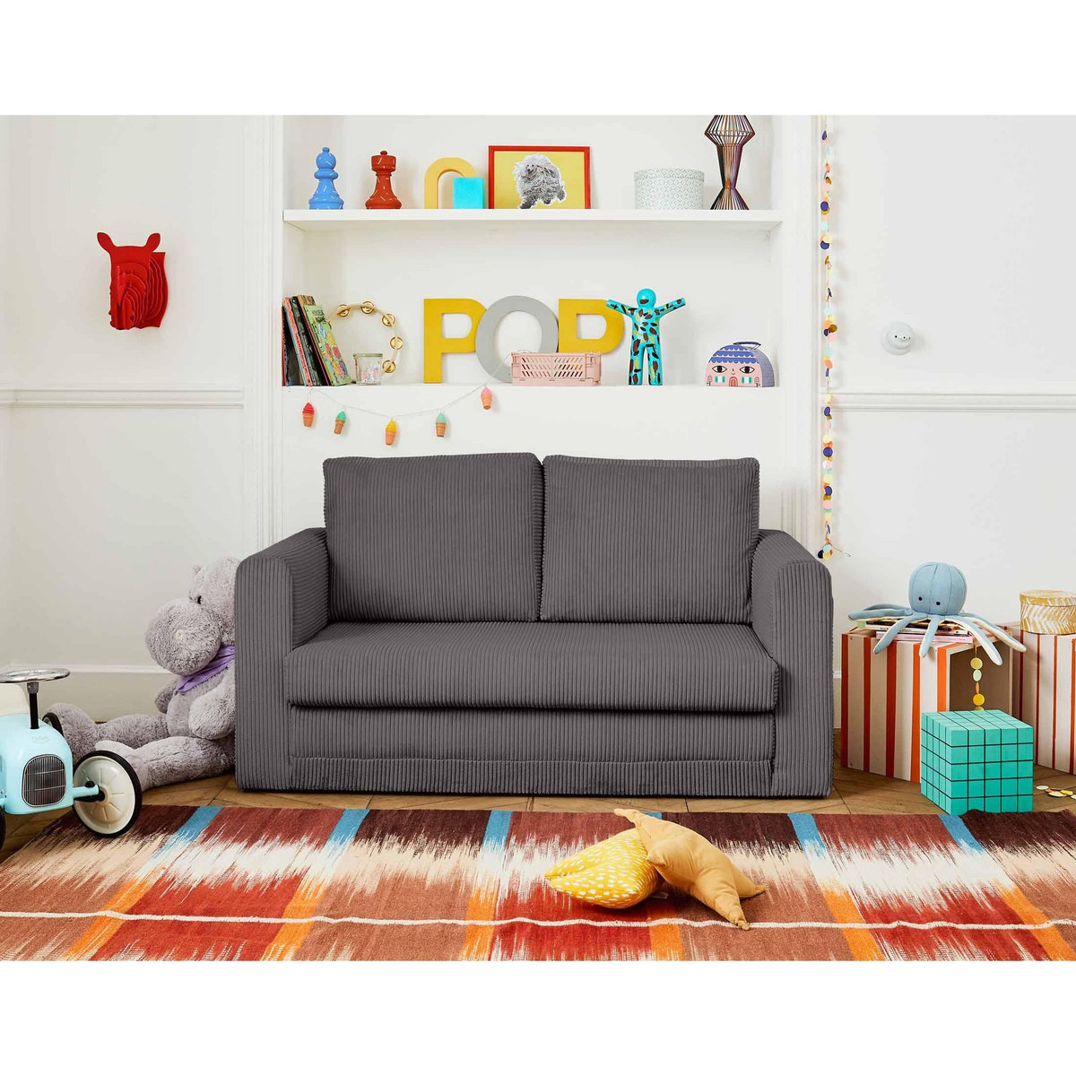 BEST MOBILIER Marilia - canapé 2 places - convertible déplimousse - en velours côtelé