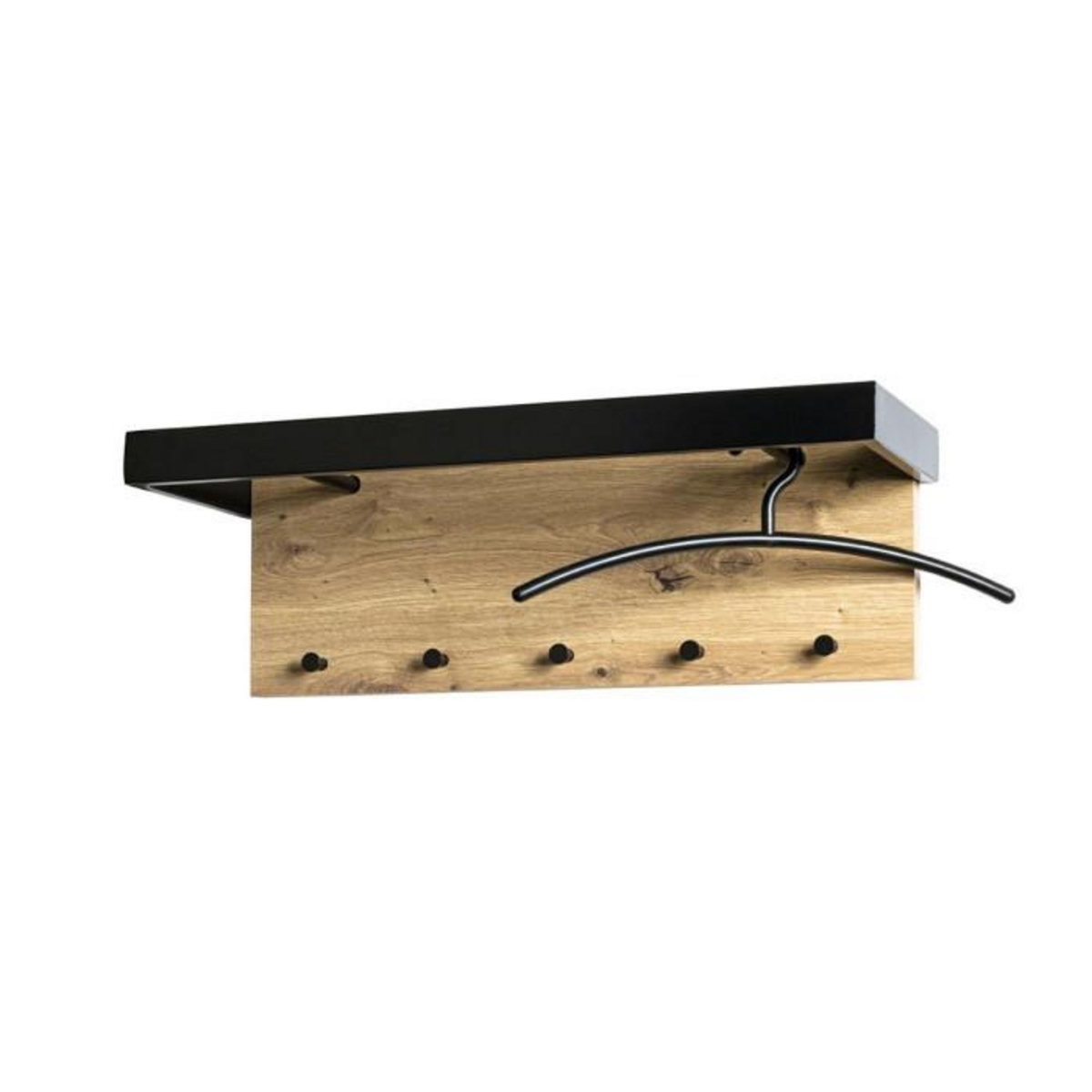 Paris Prix Patère Murale 5 Crochets  Rioka  70cm Chêne & Noir