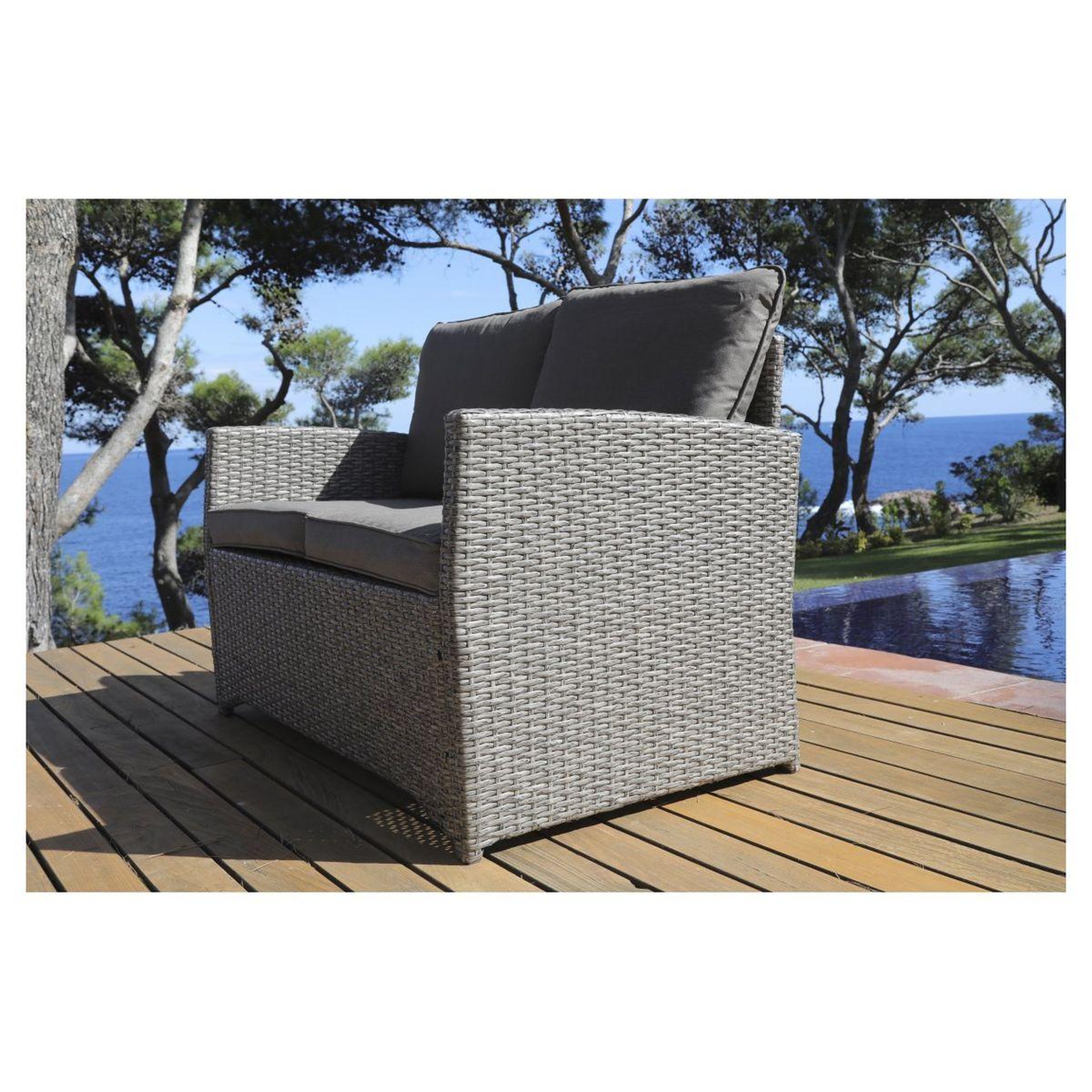 Voir la diapositive 4 : Salon bas de jardin 4 personnes en résine tréssée THYM