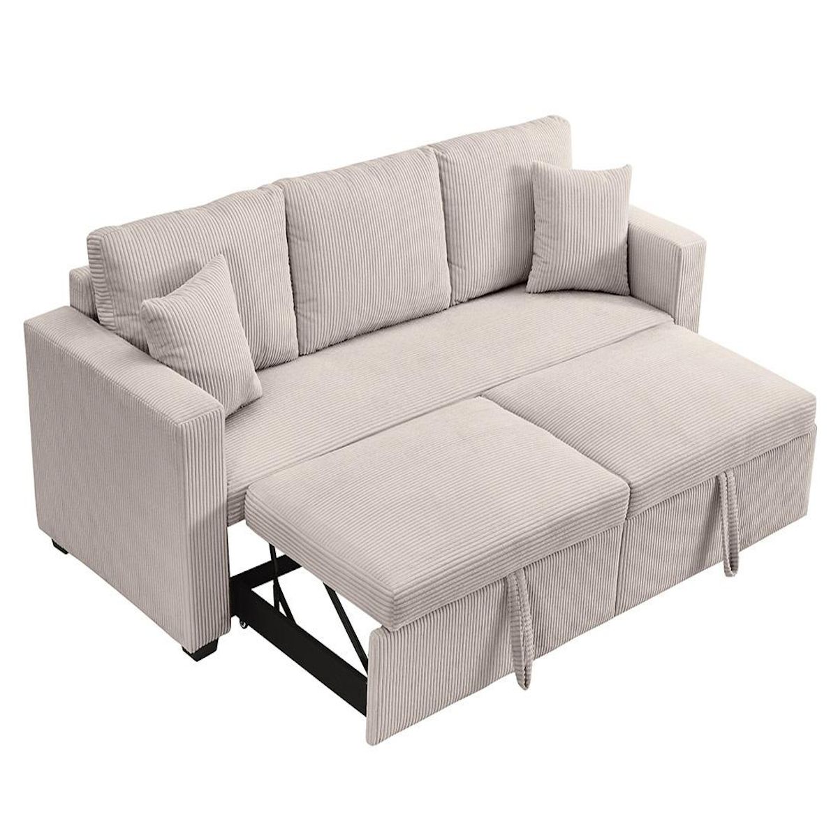 BEST MOBILIER Cyrus - canapé droit 3 places convertible en velours côtelé