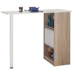 Table comptoir de cuisine avec rangement à rideau L130cm LUCK. Coloris disponibles : Blanc, Bois