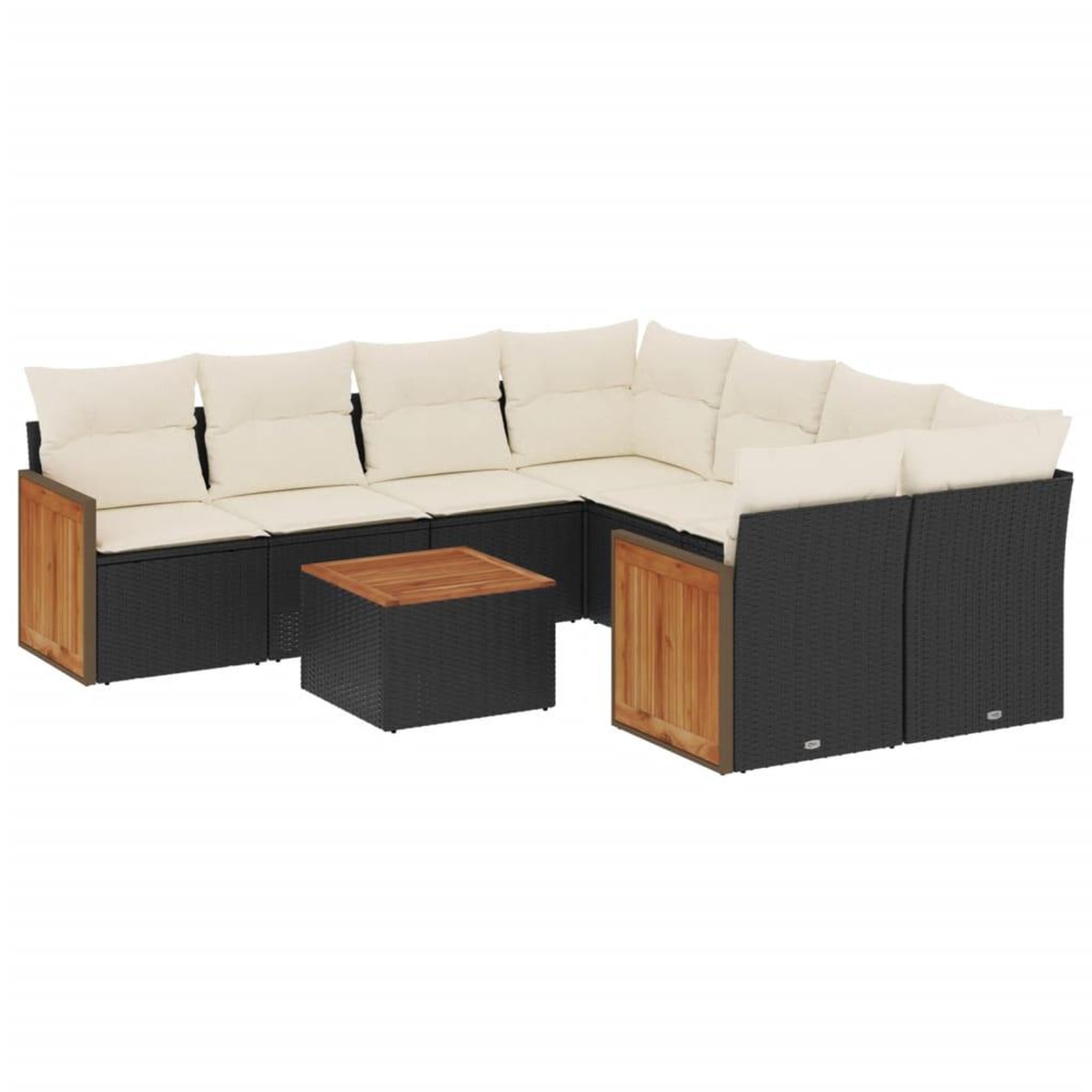Voir la diapositive 2 : VIDAXL Salon de jardin 9 pcs avec coussins noir resine tressee
