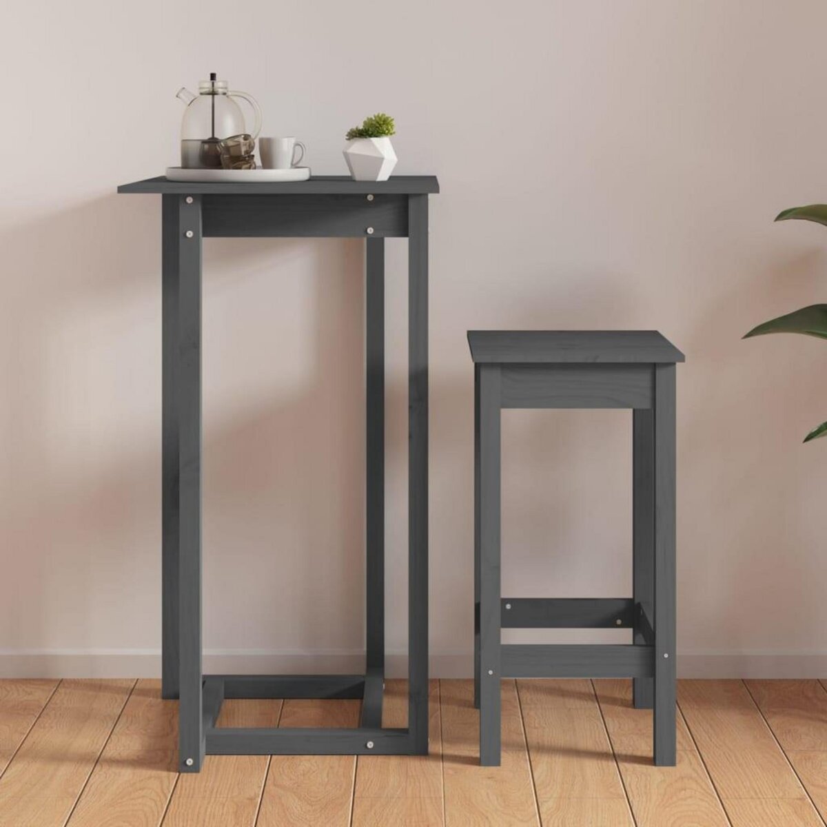 VIDAXL Table de bar Gris 60x60x110 cm Bois massif de pin