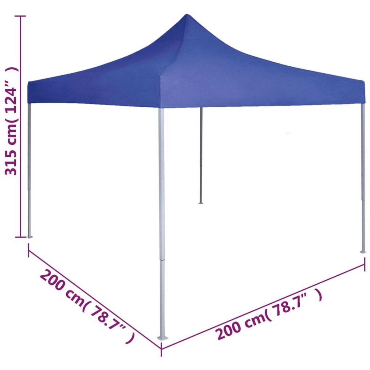 VIDAXL Tente de reception pliable 2x2 m acier bleu