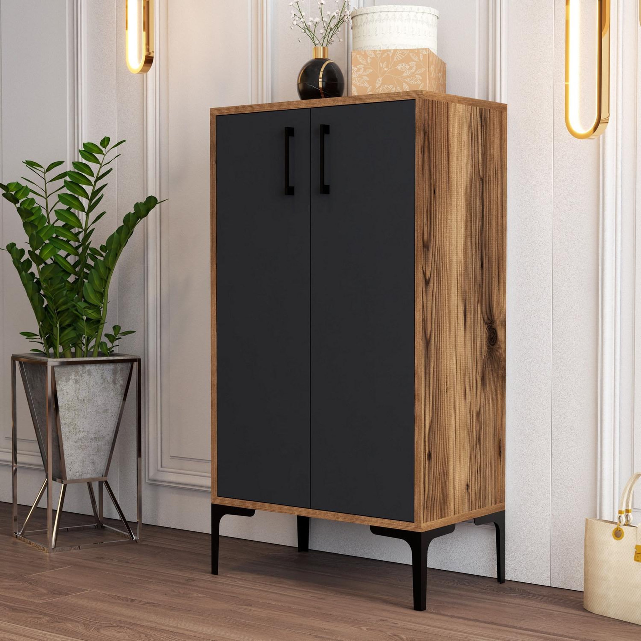 Voir la diapositive 2 : Habitat et Jardin Meuble à chaussures en bois  prag  - 60 x 35 x 111 cm - gris anthracite