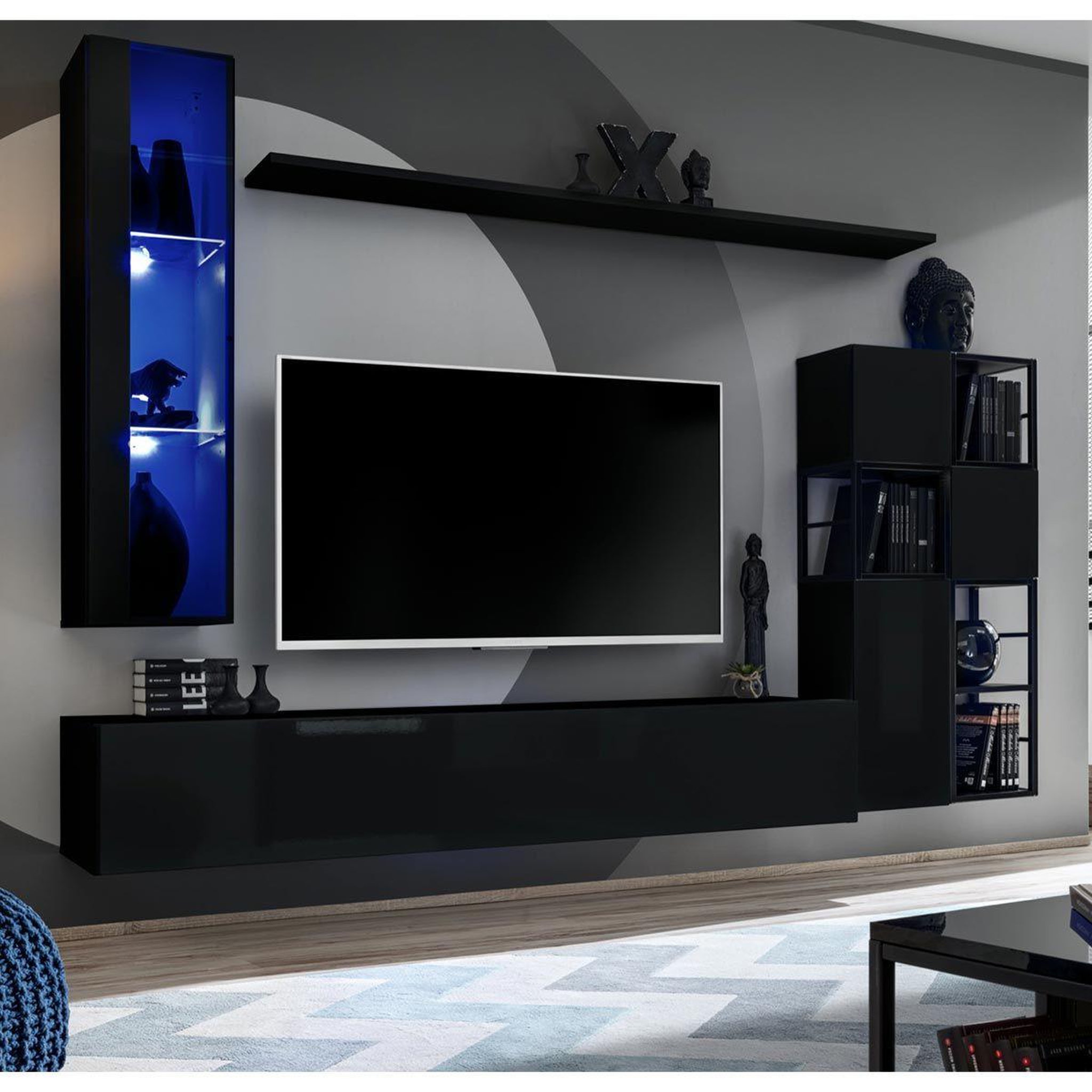Paris Prix Ensemble meuble tv design  switch ii  250cm noir