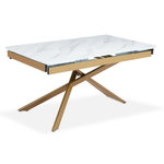 Paris Prix Table à Manger Extensible  Lara  150-210cm Blanc & Or