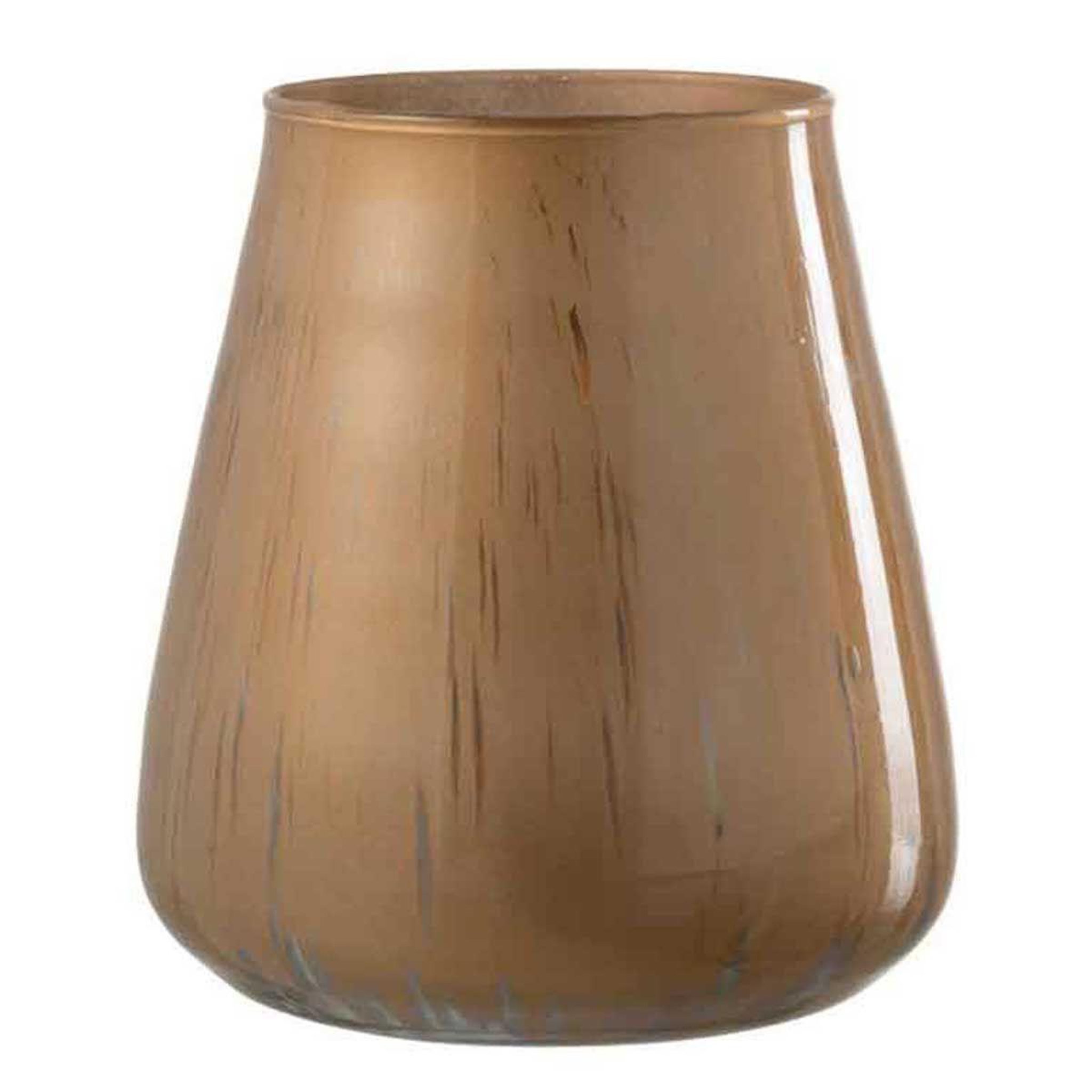 J-LINE Photophore en Verre  Antique  17cm Marron Cognac