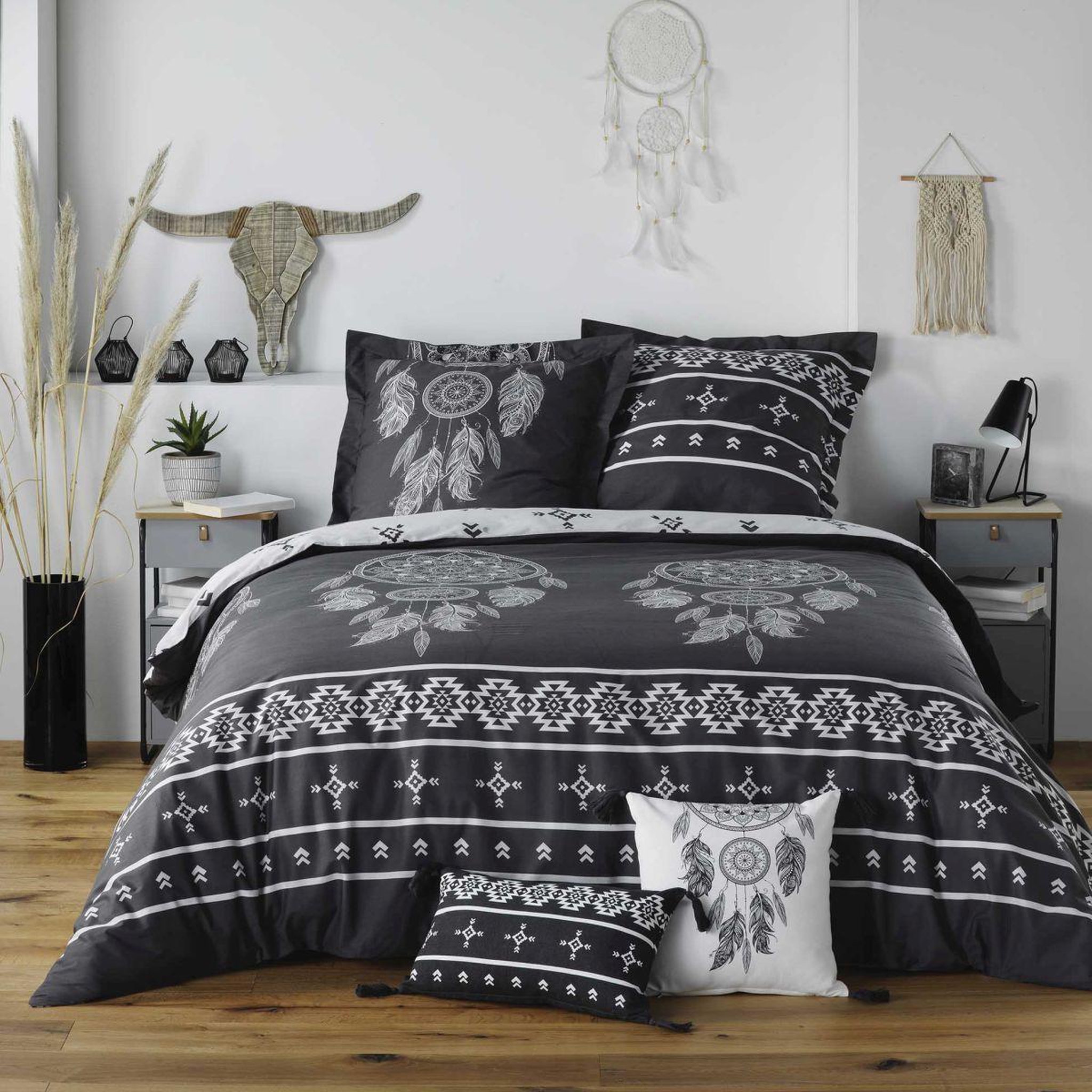 Douceur d'Intérieur Parure de lit 3 pièces  sweet dreams  240x220cm noir