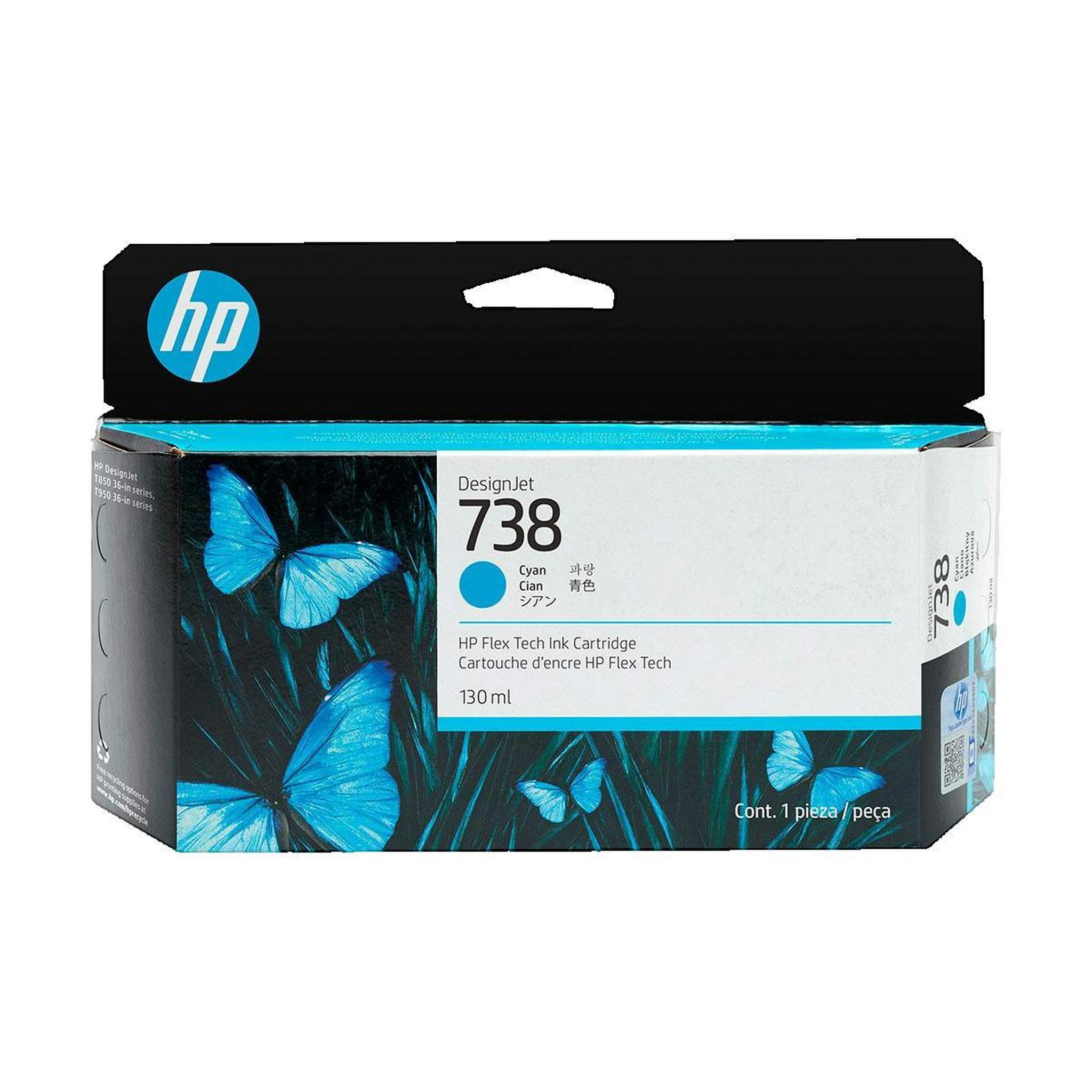 Voir la diapositive 2 : HP Cartouche d'encre HP 738 Cyan 130 ml pour DesignJet