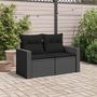 Voir la diapositive 3 : VIDAXL Canape de jardin avec coussins 2 places noir resine tressee