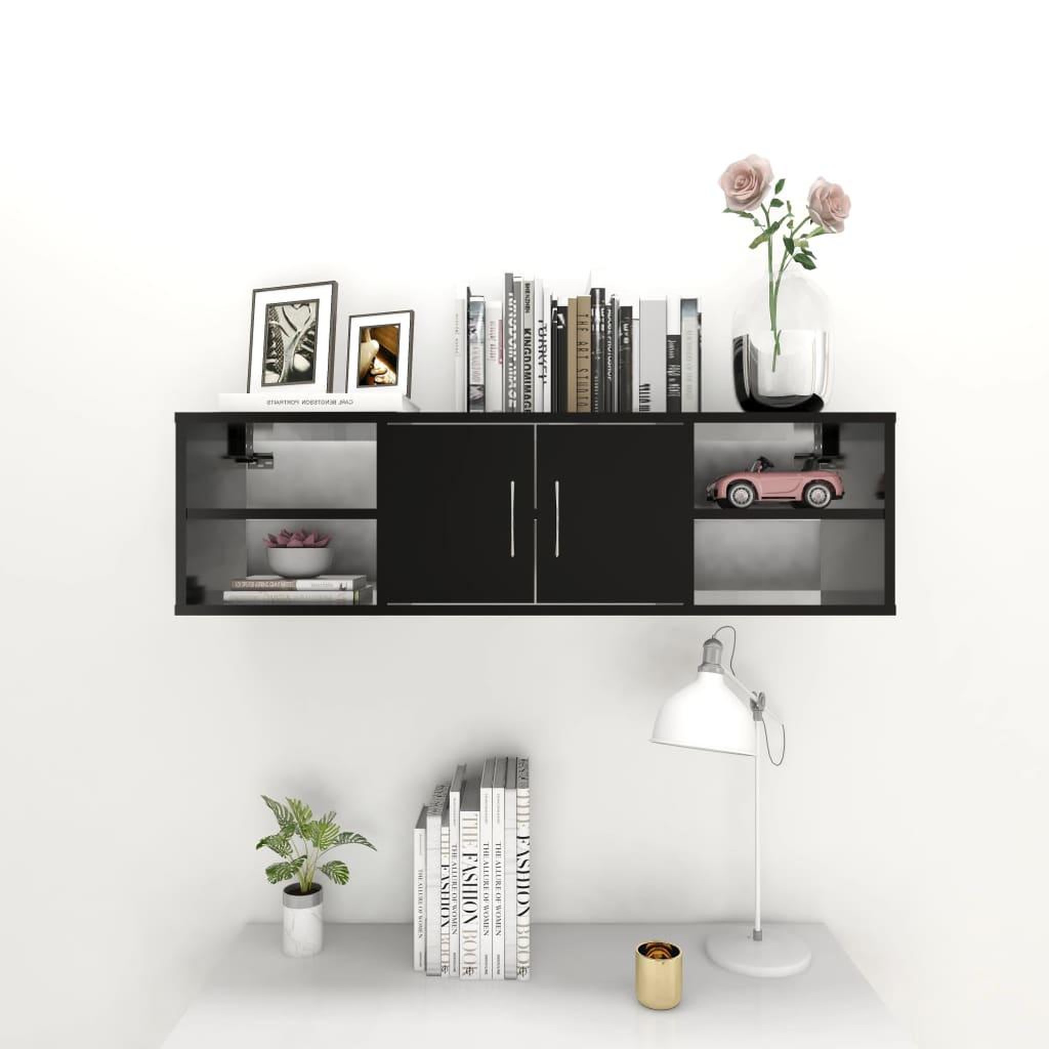 Voir la diapositive 3 : VIDAXL Etagere murale Noir 102x30x29 cm Bois d'ingenierie