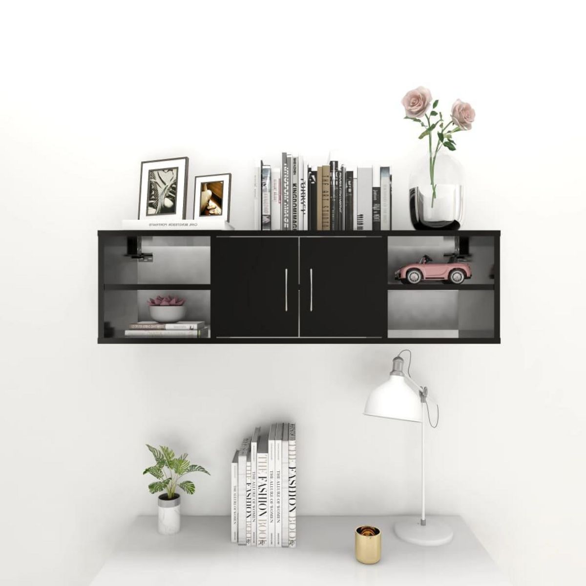 VIDAXL Etagere murale Noir 102x30x29 cm Bois d'ingenierie