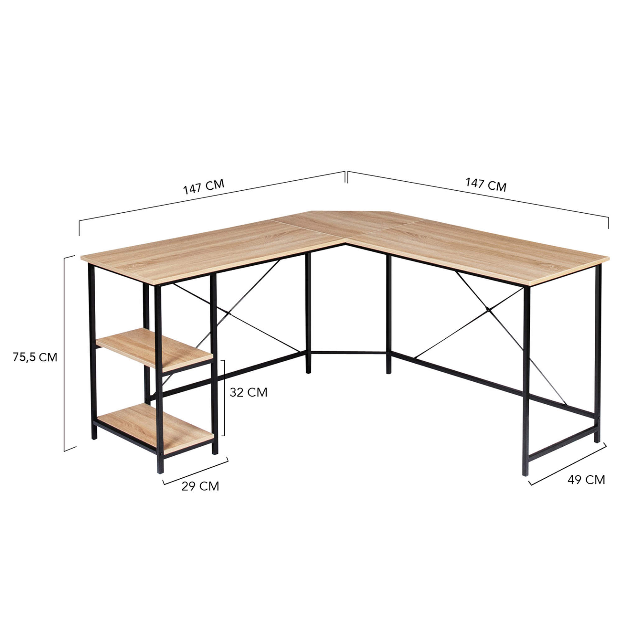 Voir la diapositive 4 : ID MARKET Bureau d'angle en forme de l detroit design industriel
