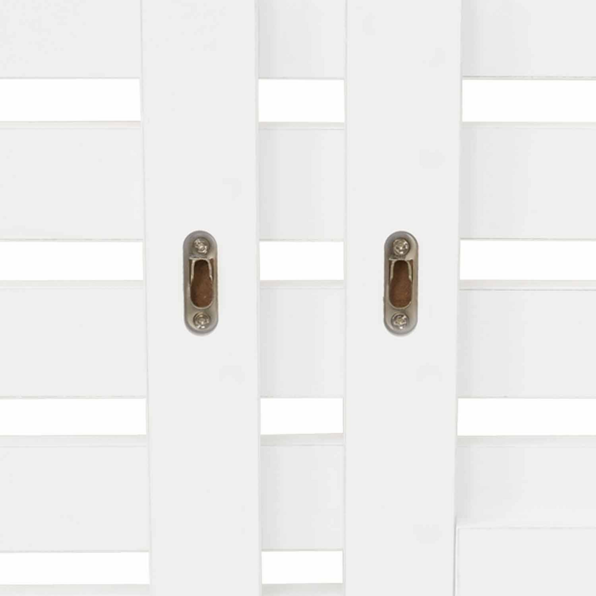 ID MARKET Tête de lit suspendue en lattes AVA 240 cm bois blanc et étagères façon hêtre