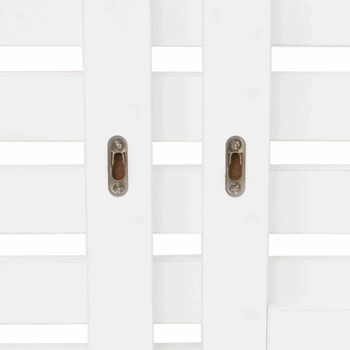 ID MARKET Tête de lit suspendue en lattes AVA 240 cm bois blanc et étagères façon hêtre