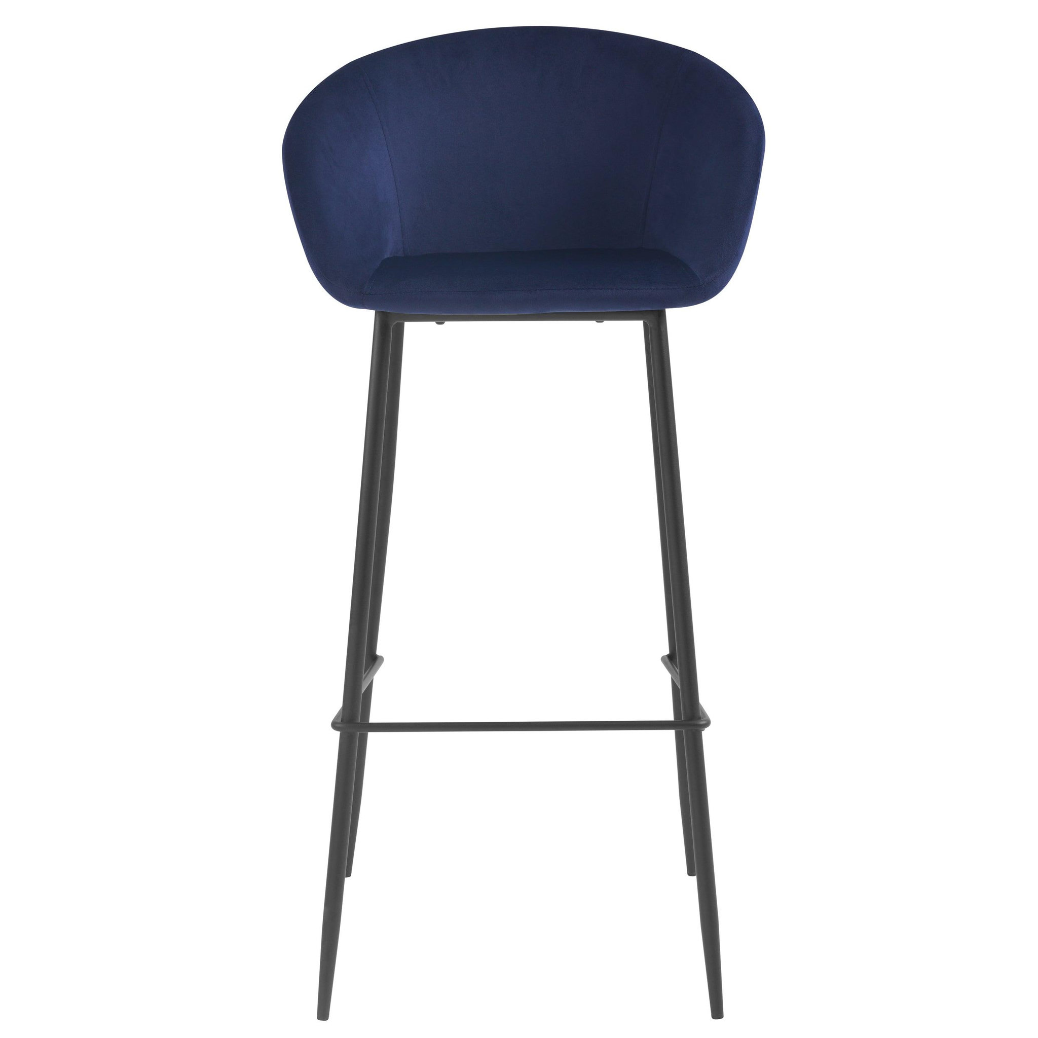 Voir la diapositive 6 : MAISON PAVANE Lot de 2 chaises de bar 75 cm en velours bleu-marquise