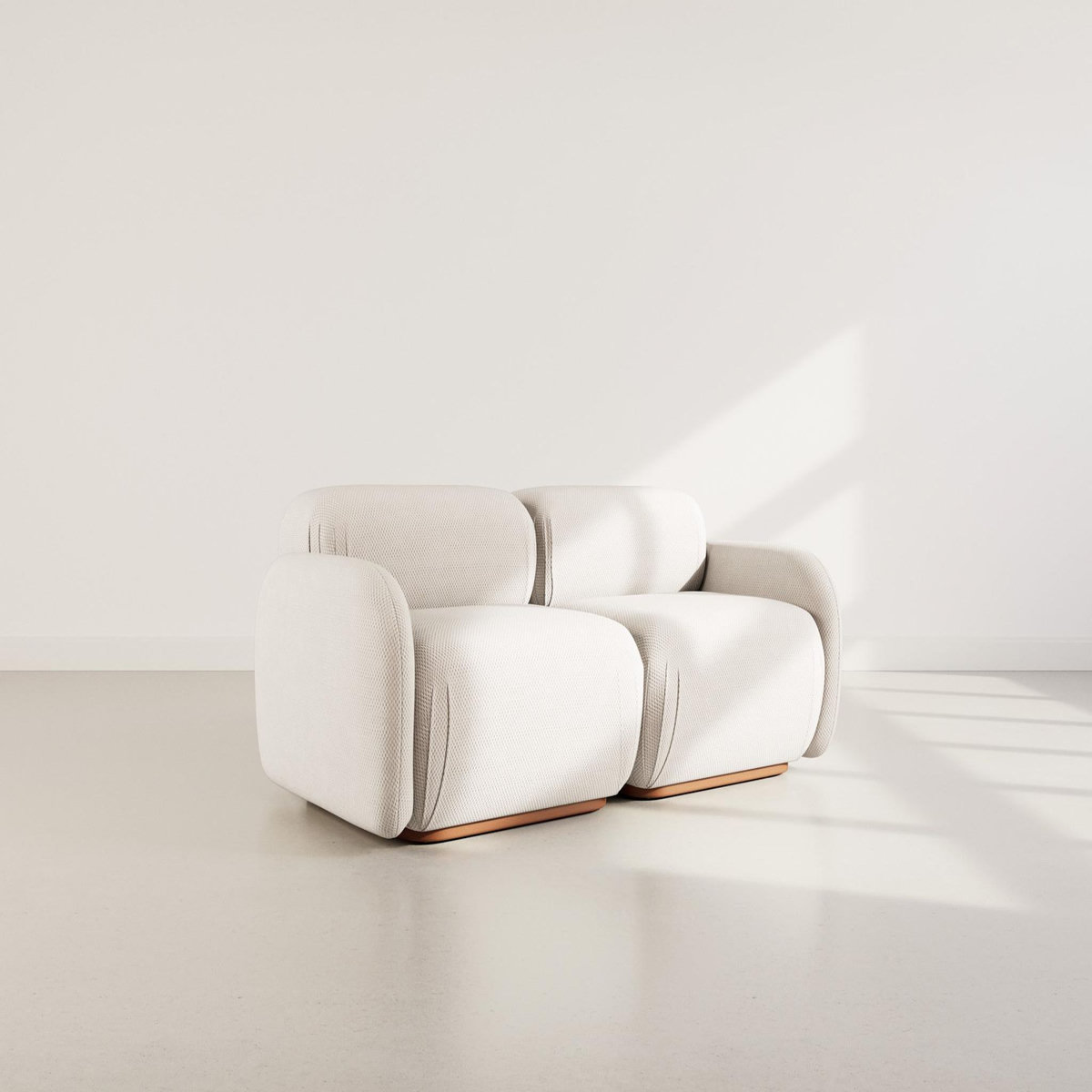 LISA DESIGN Penelope - canapé droit modulable 2 places en velours texturé