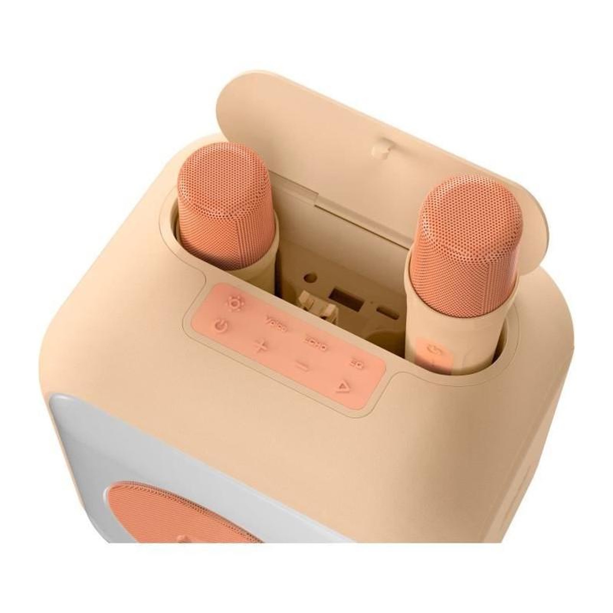 Voir la diapositive 3 : BIGBEN PARTY Enceinte karaoké lumineuse - BIGBEN - Peche - Bluetooth, 30W, 2 micros sans fil USB-C, Égaliseur, Batterie Li-on