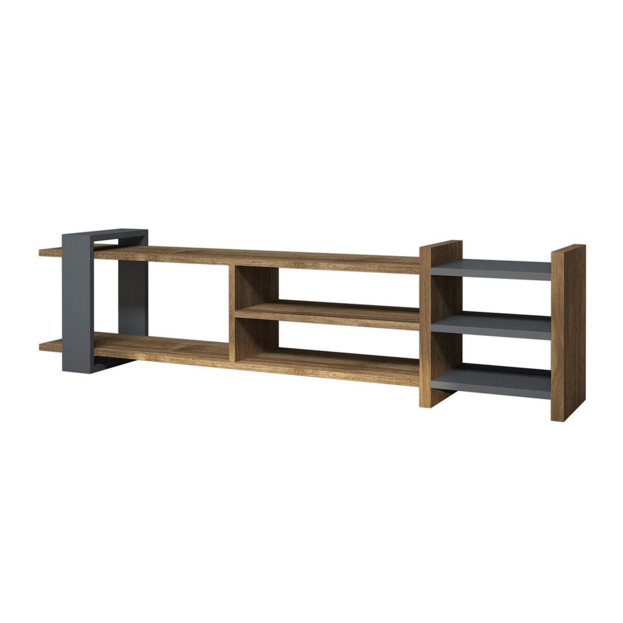 TOILINUX Meuble tv design zeyna - l. 156 x h. 40 cm - gris anthracite