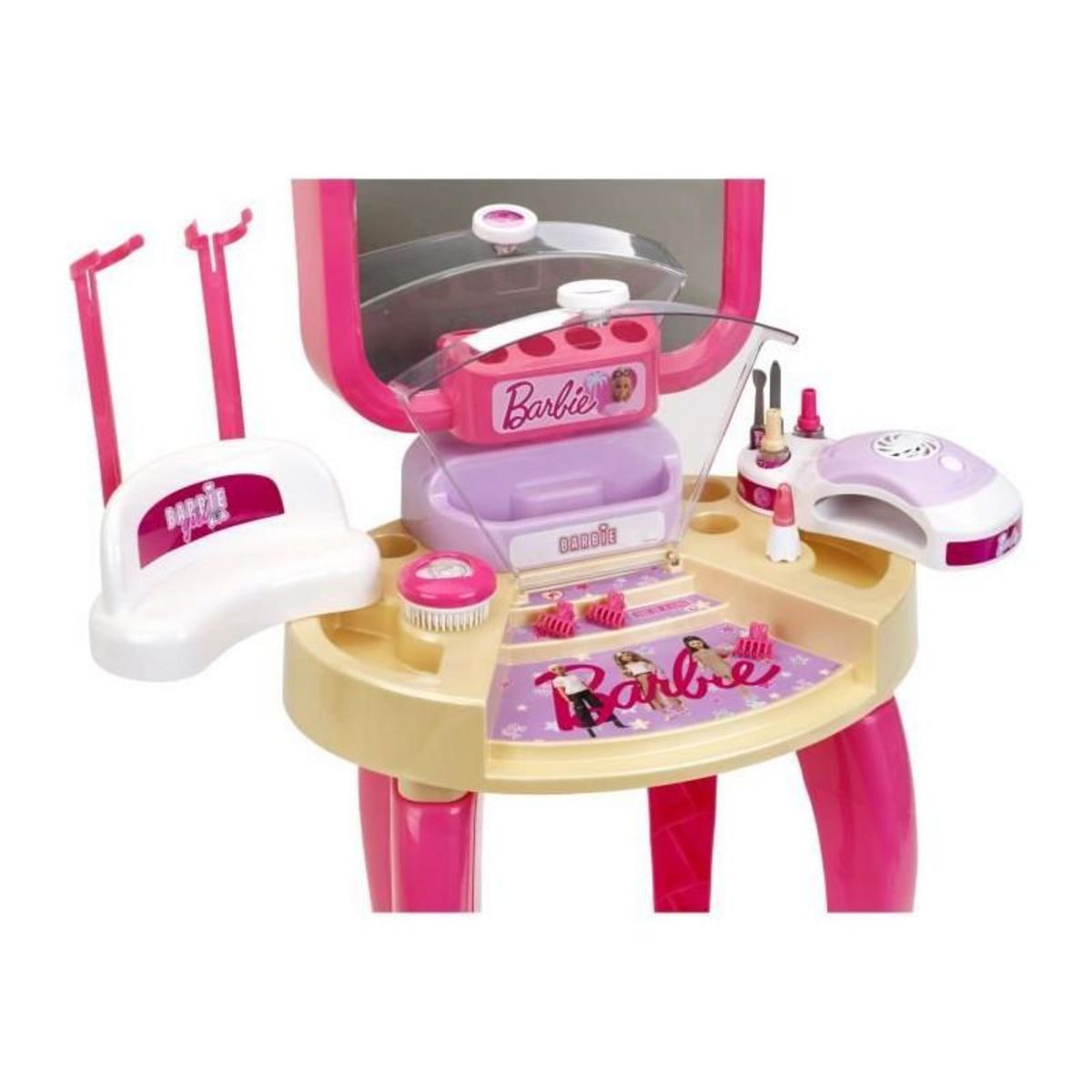 Klein Jouet de beauté - KLEIN - Centre de beauté Barbie Happy Vibes - Complet avec de nombreux accessoires et lumiere.