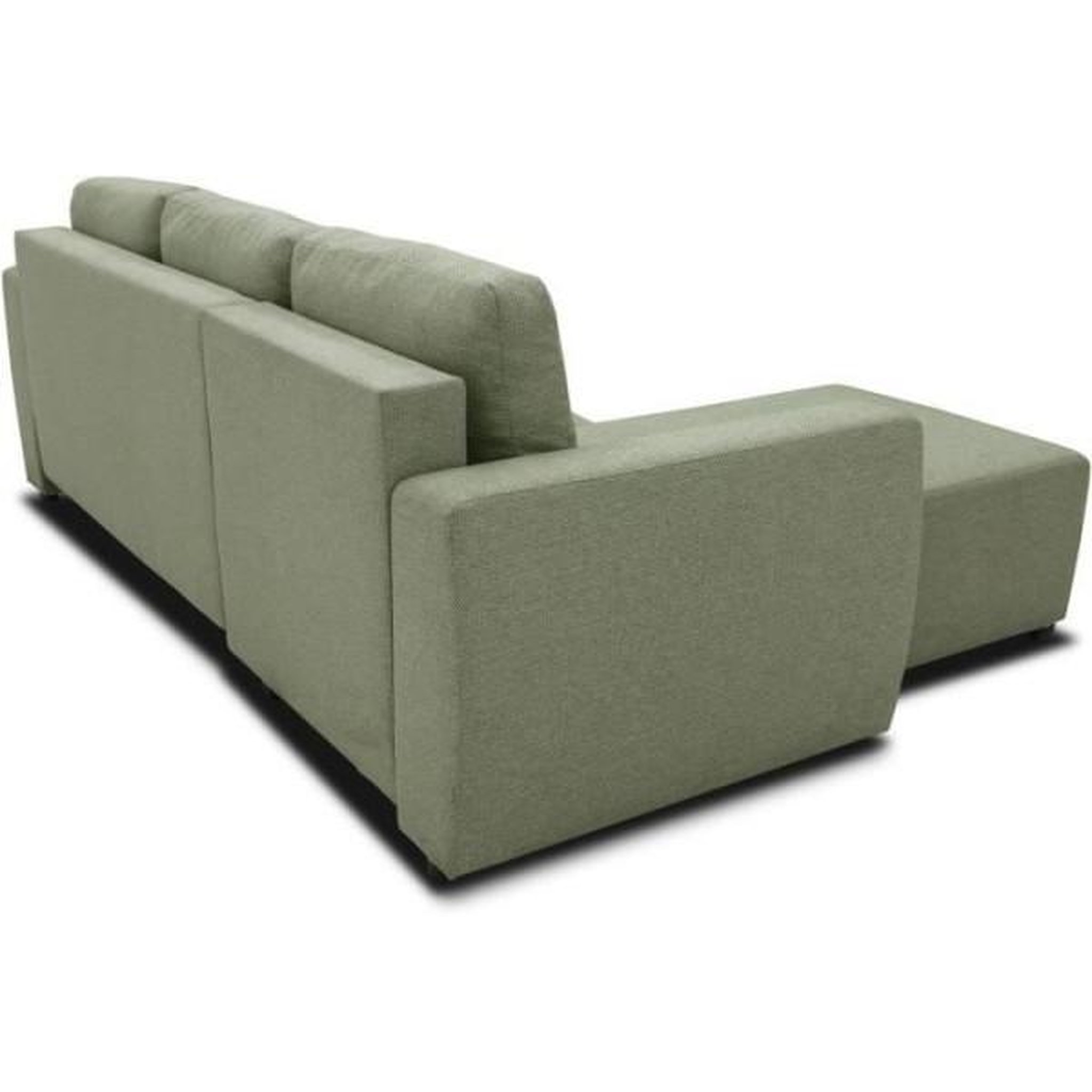 Voir la diapositive 6 : MARKET24 Canapé d'angle convertible réversible 3 a 4 places - PHARELL - Tissu olive - Coffre de rangement - L 224 x P 155 x H 85 cm