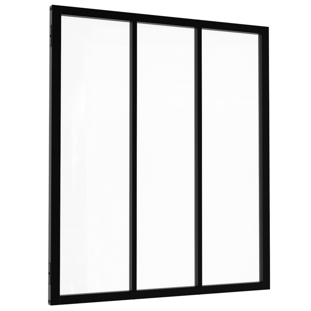 ID MARKET Verrière atelier 3 vitrages L. 93 x H.108 cm en métal noir et verre trempé